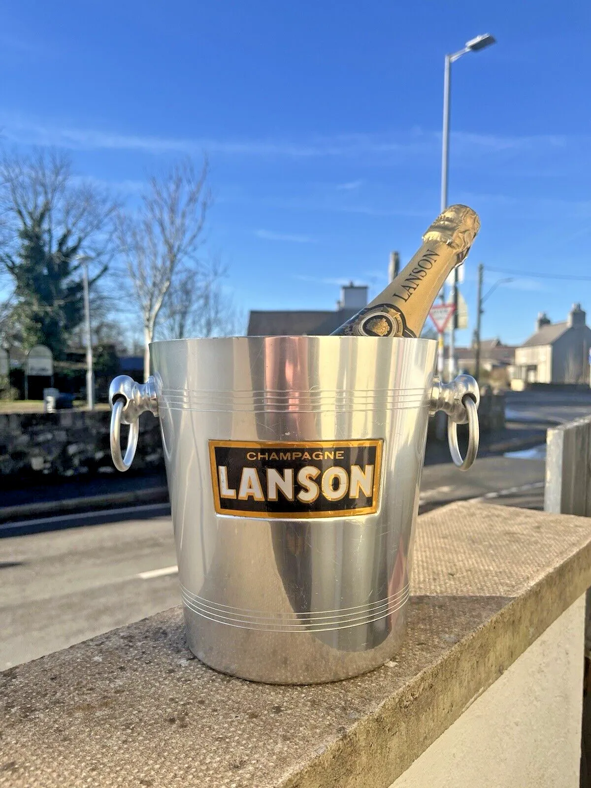 Vintage 70's French Champagne Maison Lanson Aluminium Ice Bucket Bottle Cooler