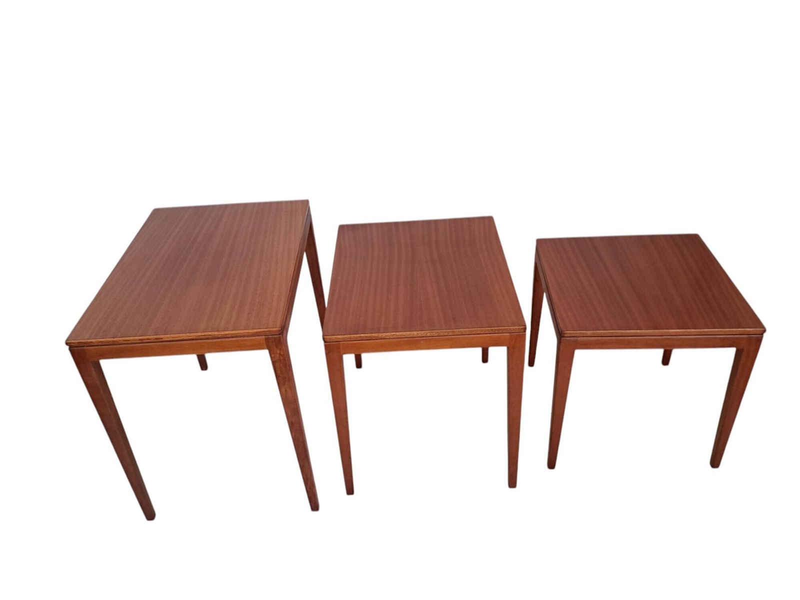325.0 Mid Century Vintage Nest Of Tables Side Table Teak Retro Trio Danish Style 1960 photo