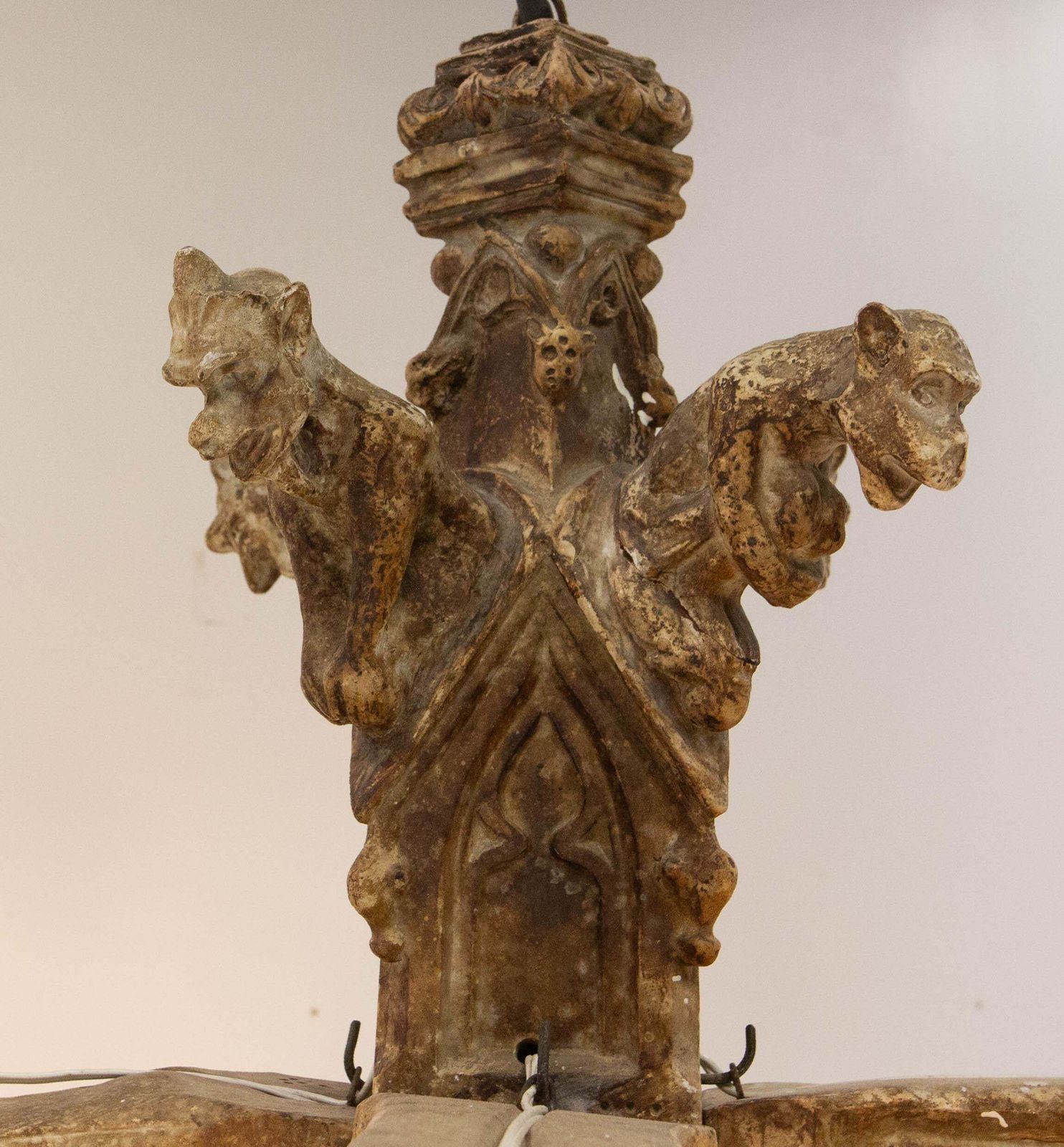 French Stuc Eight Gargoyles Chandelier Ceiling Pendant Midcentury Circa 1850 photo 1890.0