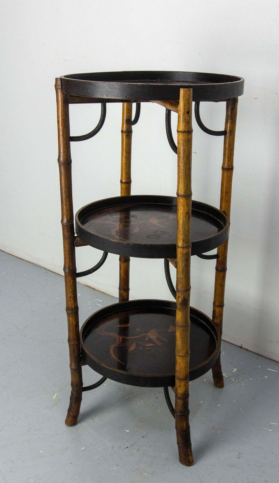 French Napoleon III Bamboo & Lacquered Wood Chinese Style Sellette Late 19th C photo Furniture