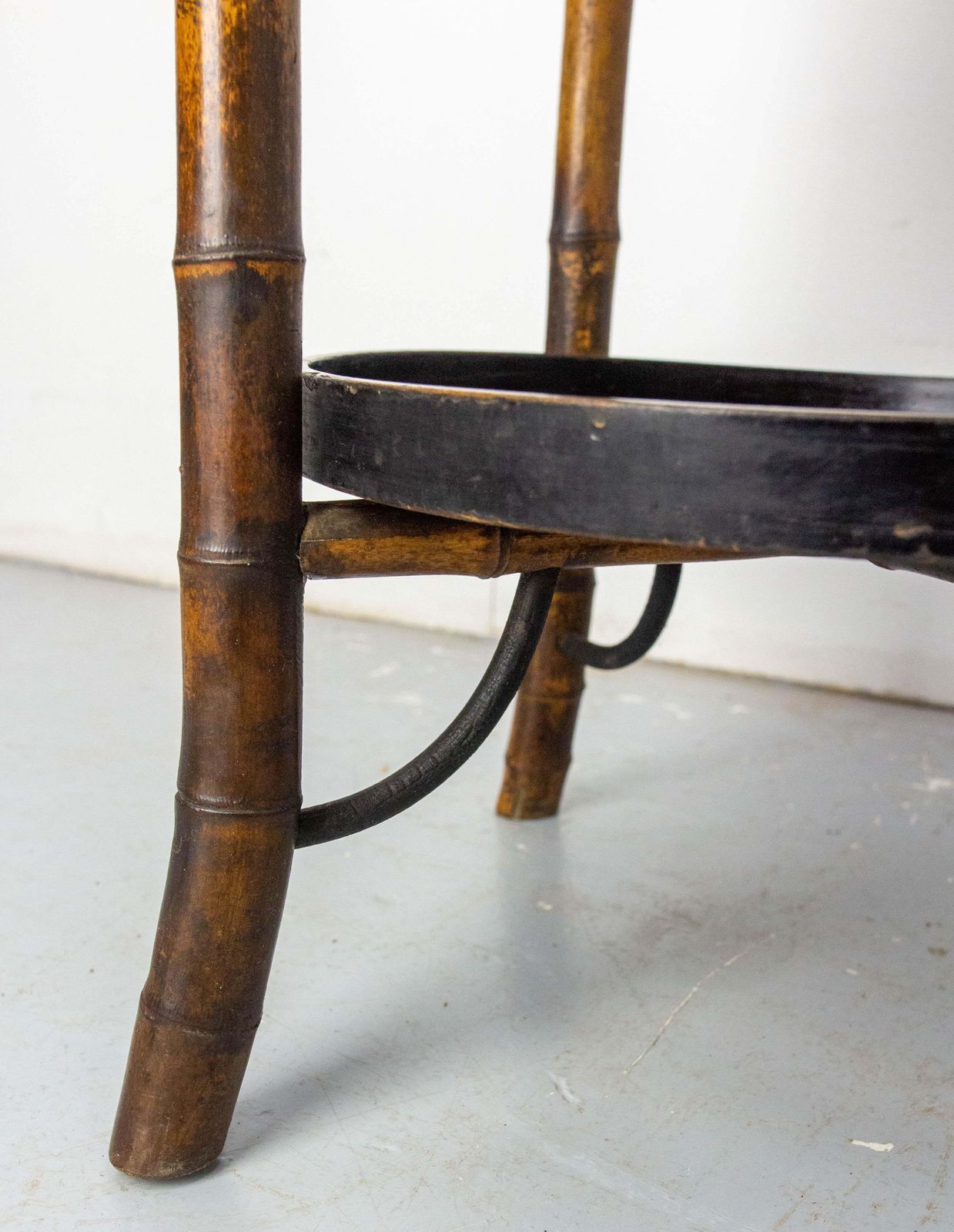 Furniture French Napoleon III Bamboo & Lacquered Wood Chinese Style Sellette Late 19th C photo