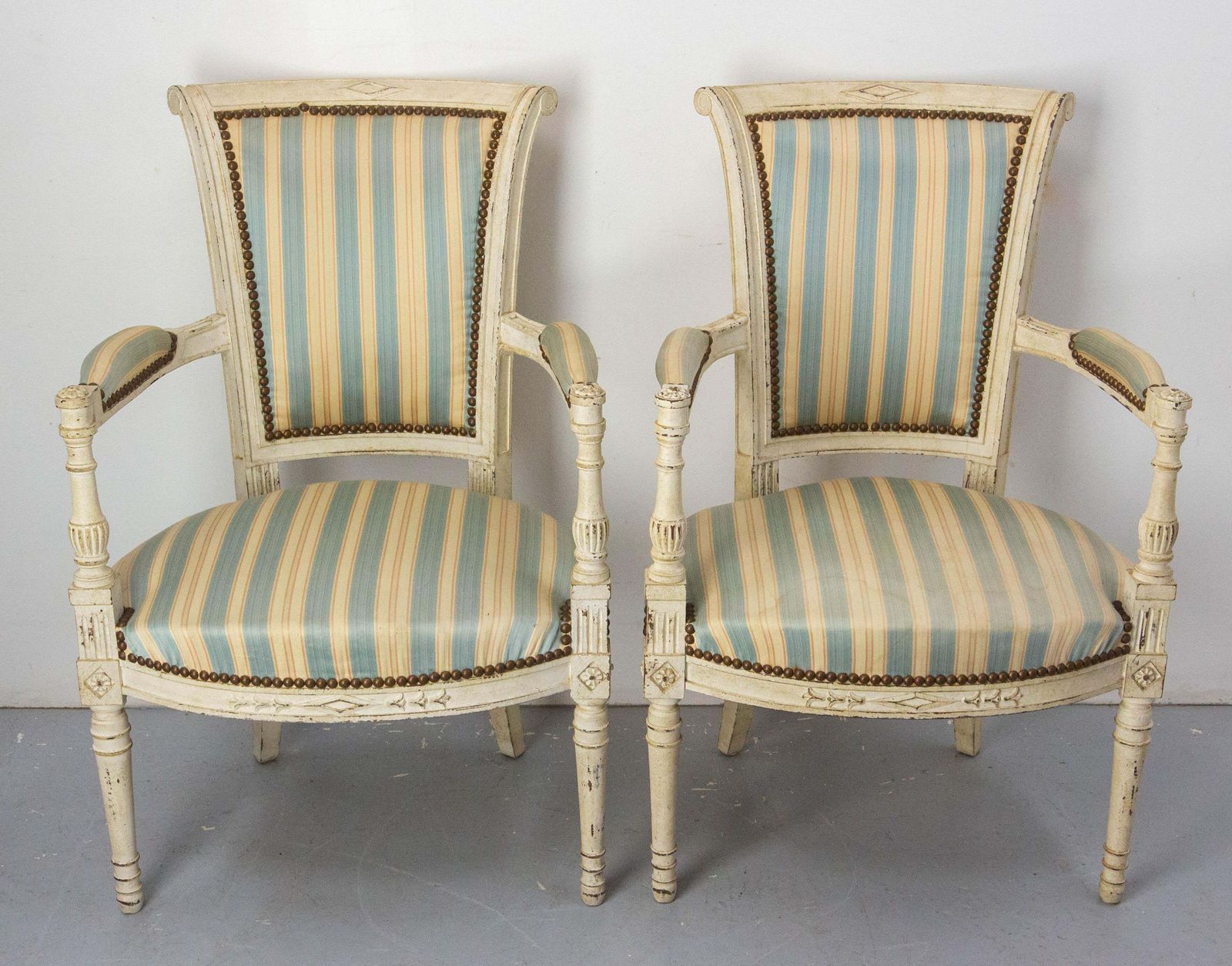 Pair Of French Open Armchairs Louis XVI Style Fauteuils, Circa 1960 photo furniture