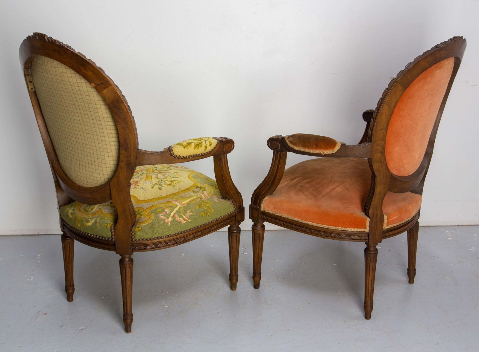 Pair Of French Open Armchairs Louis XVI Medallion Fauteuils, Circa 1900 photo 1551.0