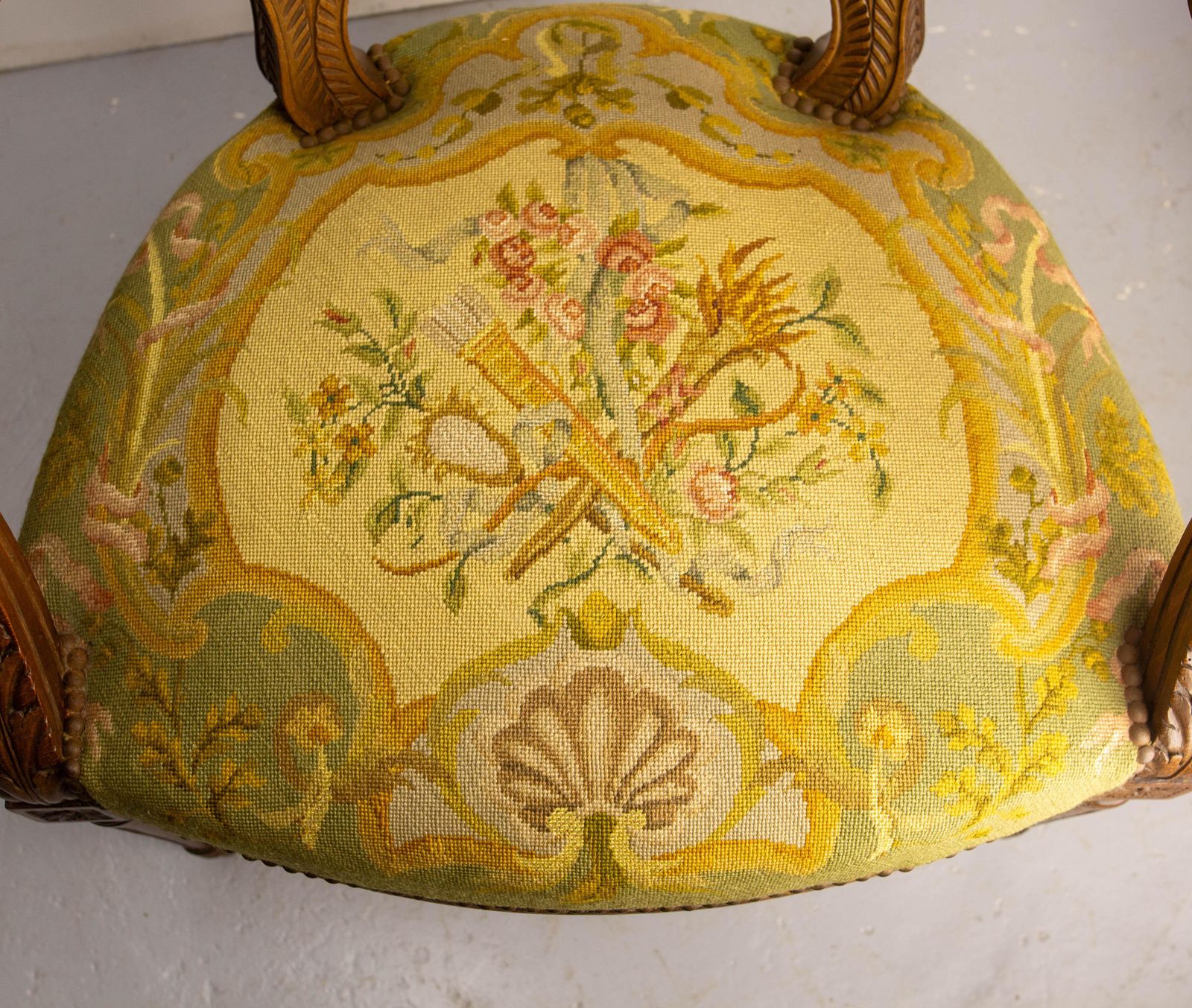 1551.0 Pair Of French Open Armchairs Louis XVI Medallion Fauteuils, Circa 1900 photo
