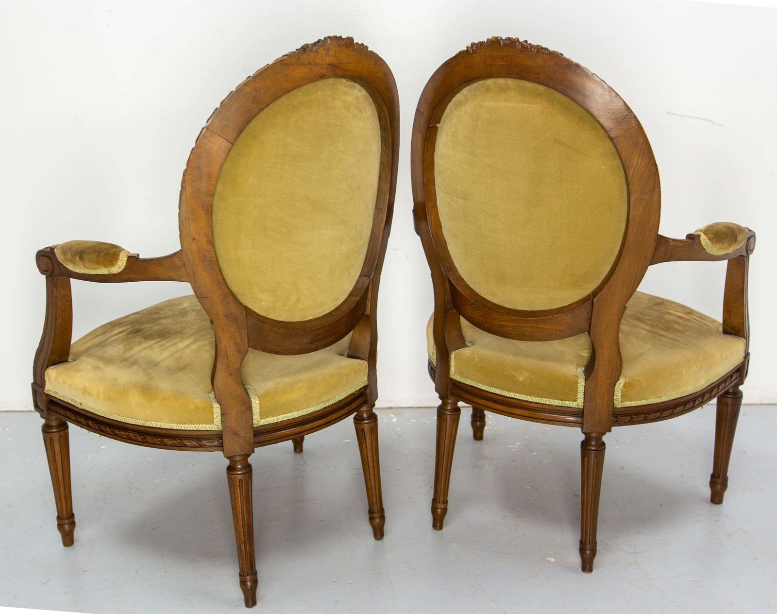 Pair Of French Open Armchairs Louis XVI Medallion Fauteuils, Circa 1900 photo buy
