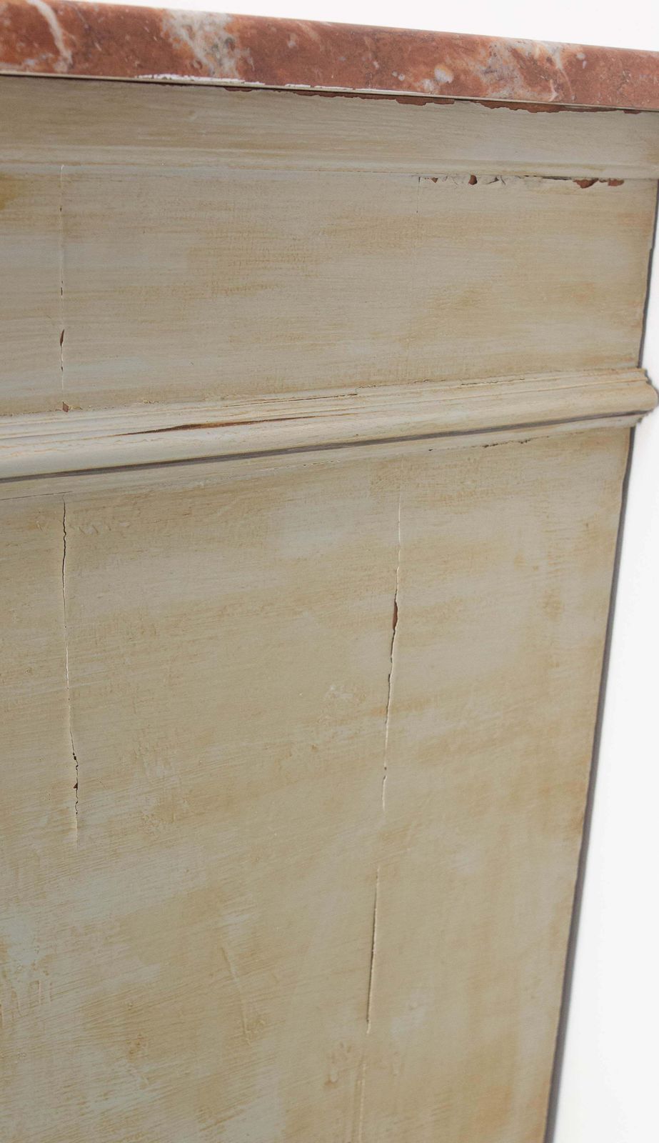 photo buy Painted Wood & Marble Top Buffet Patinated & Decorared Cabinet, French, C 1900