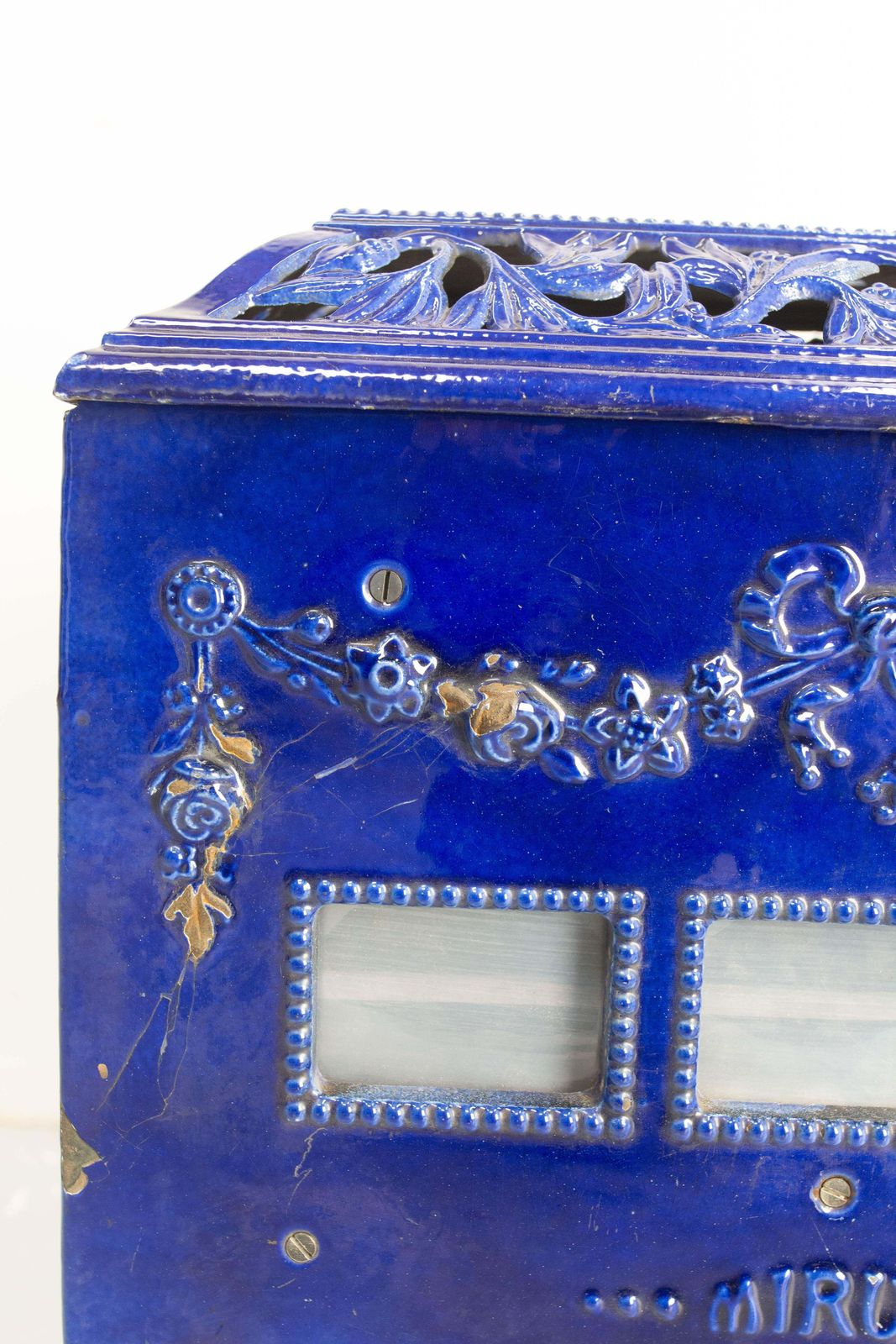 French Small Art Deco Blue Enamelled Cast Iron Wood/Coal Stove photo buy