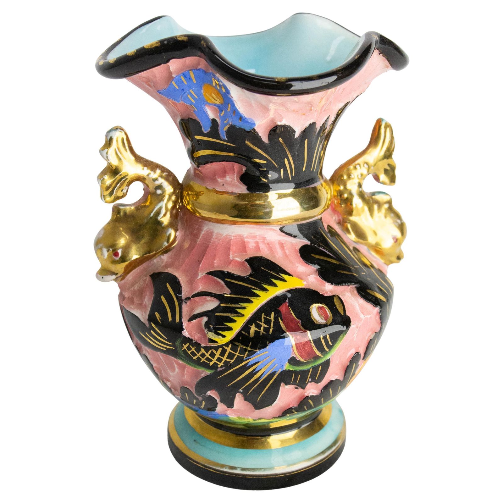 Cerdazur Monaco Ceramic Vase With Sea Decoration Mid Century French