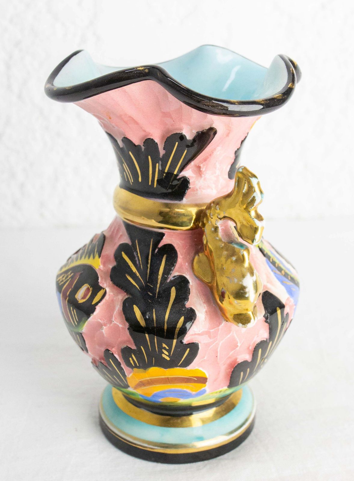 Cerdazur Monaco Ceramic Vase With Sea Decoration Mid Century French photo 360.0