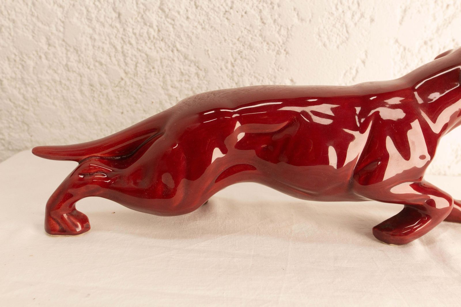 French Ceramic Red Statue English Setter On The Prowl Saint Clément Style C 1960 photo buy