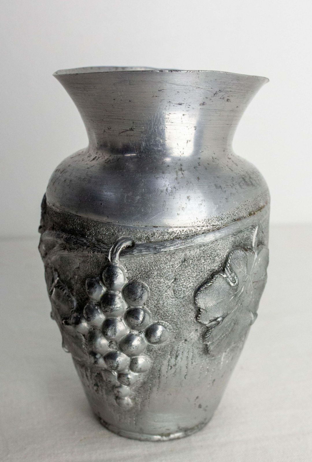 293.0 French Set Three Vases Aluminium Vegetal Decoration Circa 1930 photo
