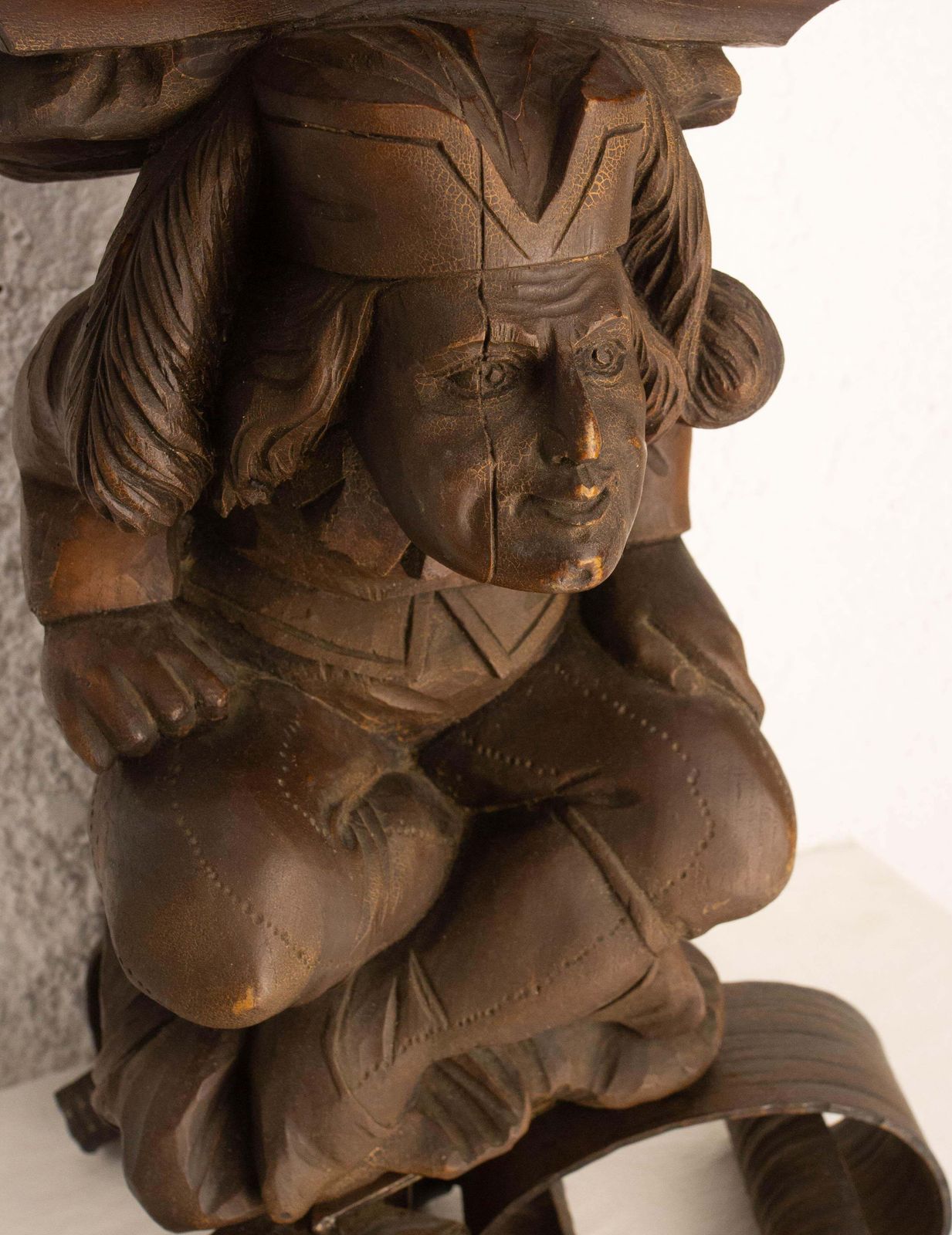 photo buy Gargoyle Table Lamp By J M Rothschild Wood & Wrough Iron, French, Circa 1960