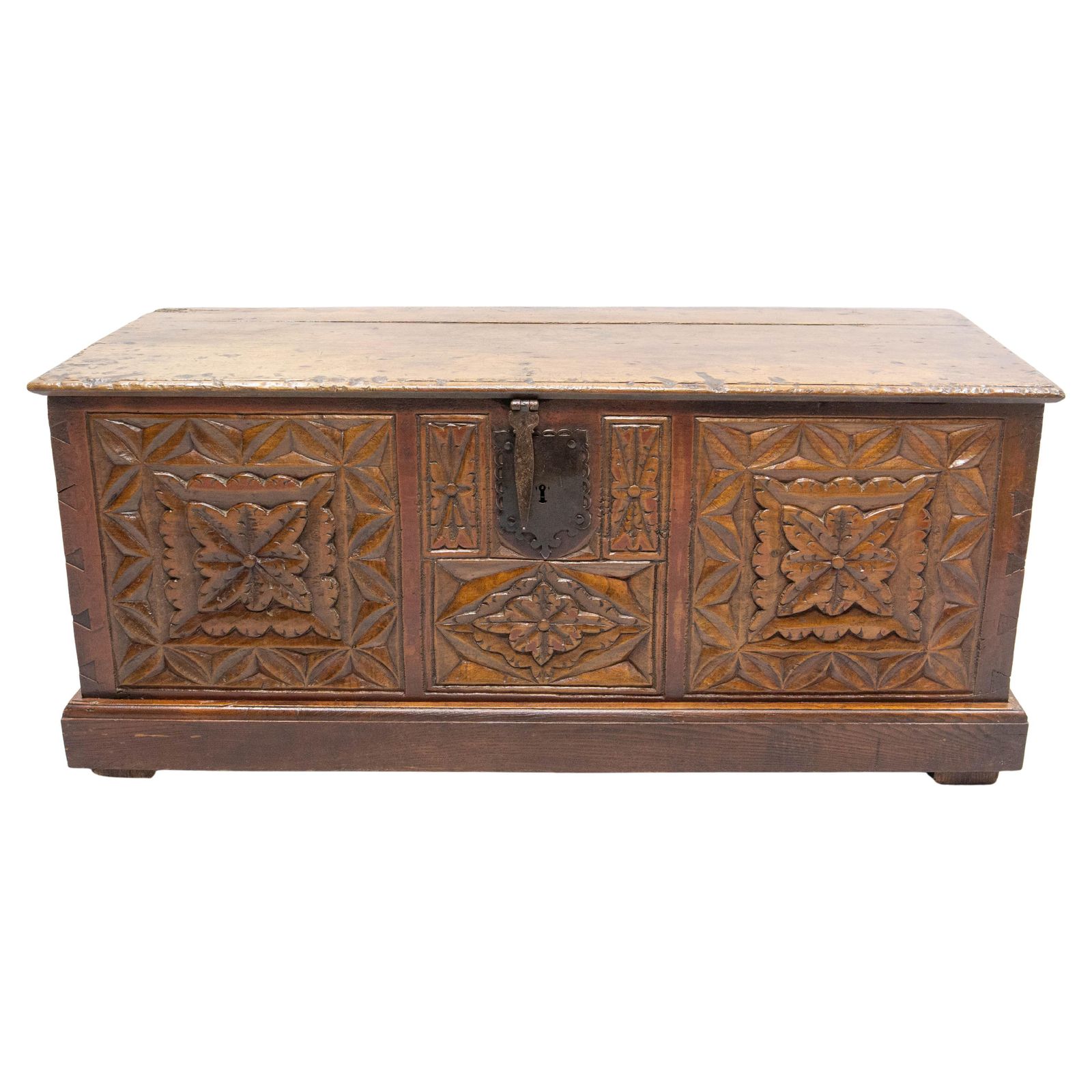 18th Century Chest Or Coffer Carved Oak, End Of Bed French Provincial photo for sale