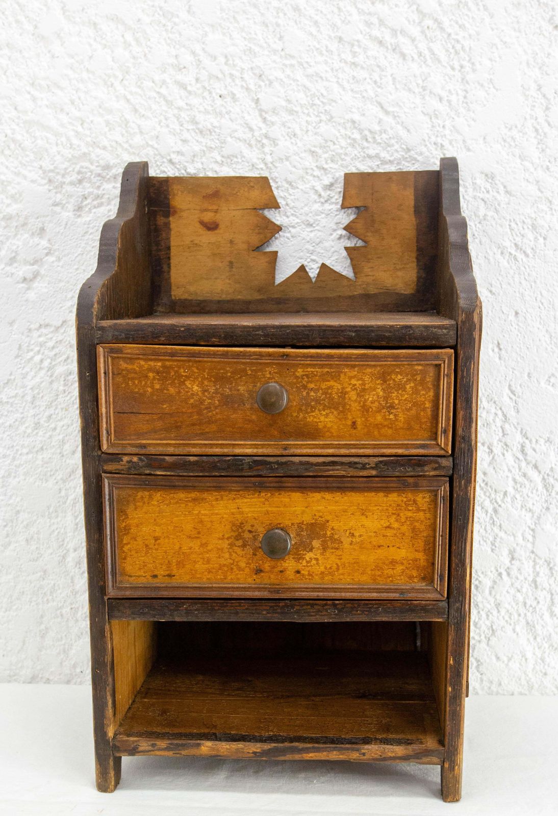 French Chestnut Little Nightstand Table Side Cabinet Shooting Star, Late 19th C photo furniture