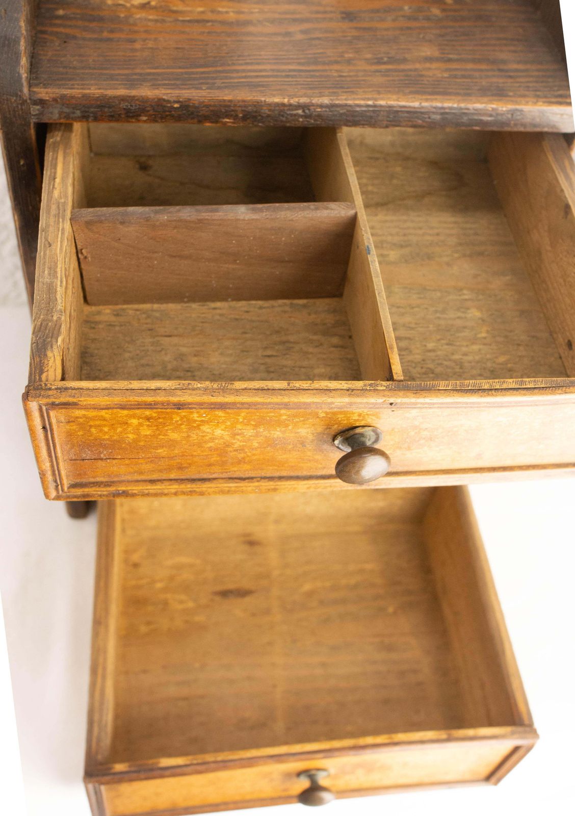 French Chestnut Little Nightstand Table Side Cabinet Shooting Star, Late 19th C photo vintage