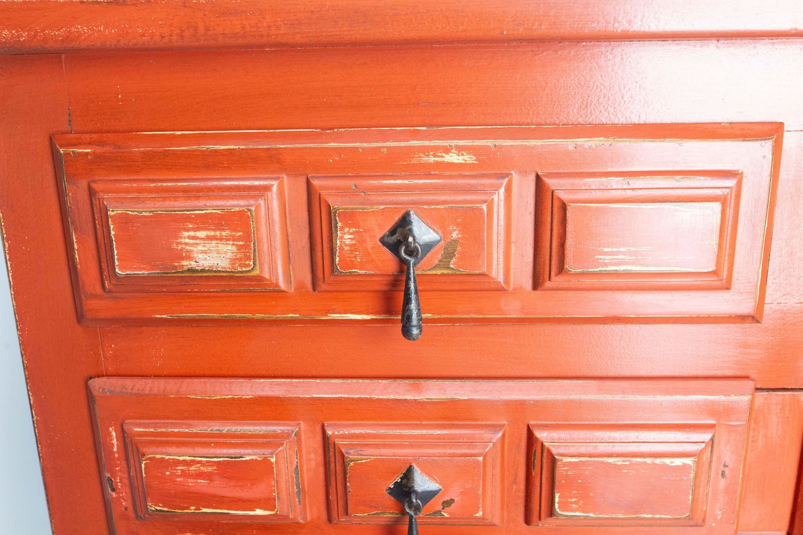 photo furniture French Commode Or Patinated Red Chest Of Drawers Spanish Style, 20th Mid Century