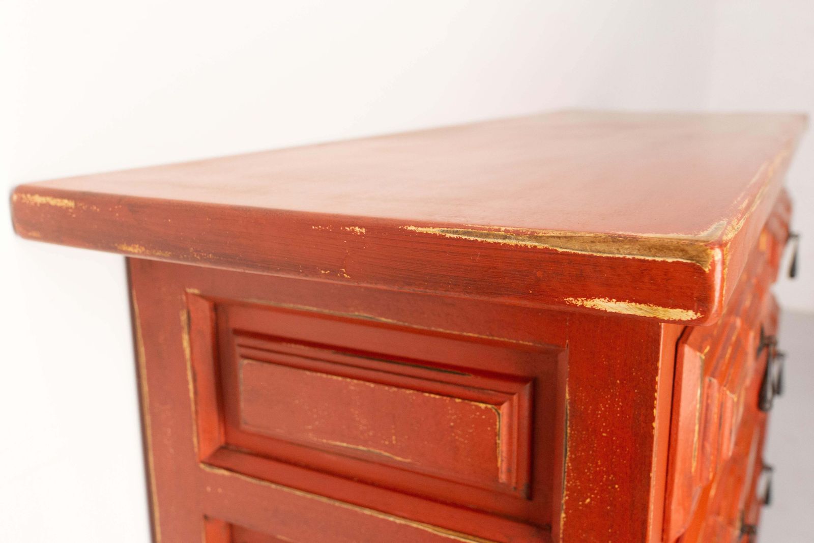 1242.0 French Commode Or Patinated Red Chest Of Drawers Spanish Style, 20th Mid Century photo