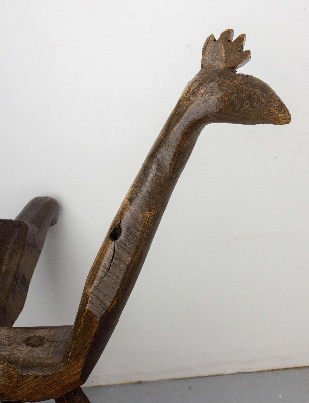 photo furniture French Tripod Chair Three Legs Wood Figurative Bird 19th Century