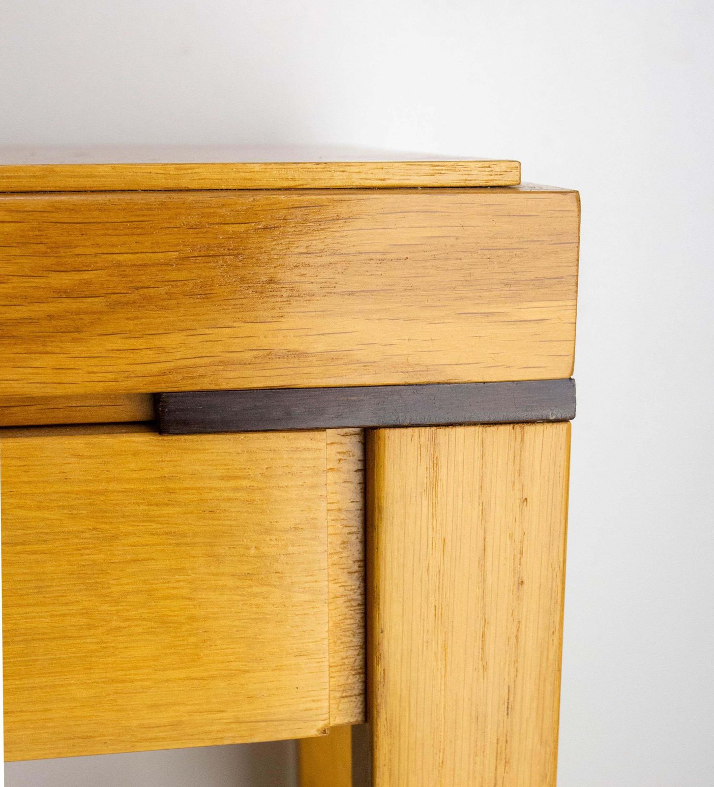 photo for sale French Oak & Leather Sellette Or Plant Holder, Circa 2000