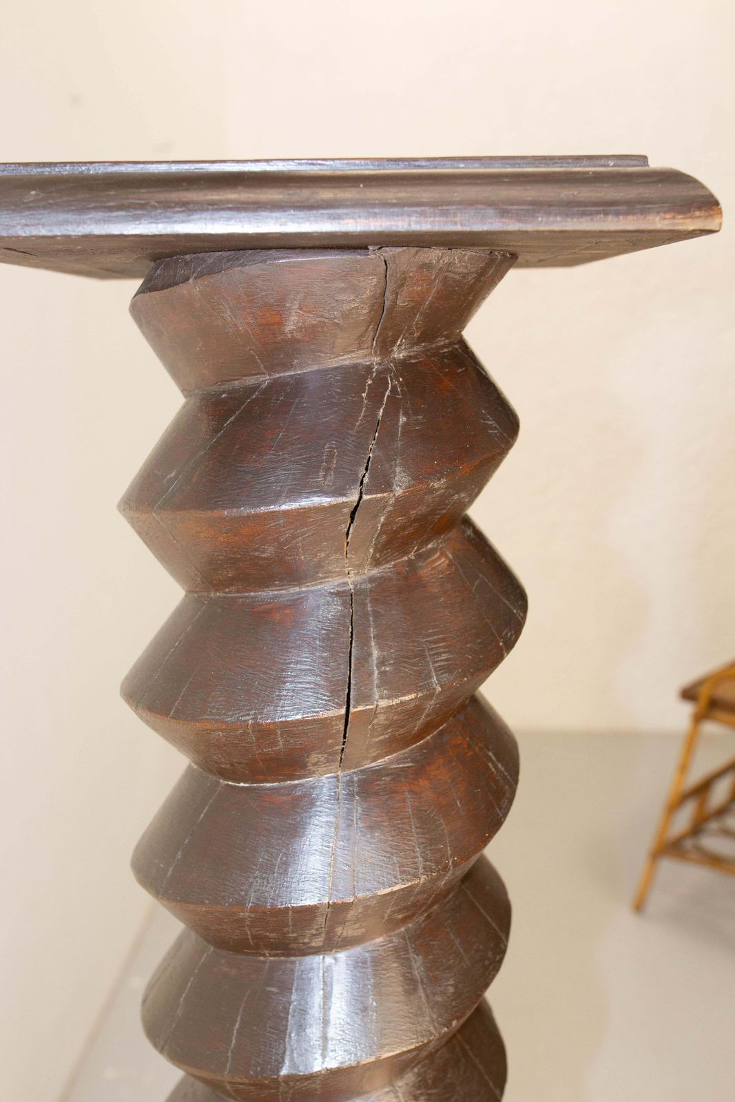 Home Decor Wine Press Screw Pedestals Plant Holder, French, 19th Century photo