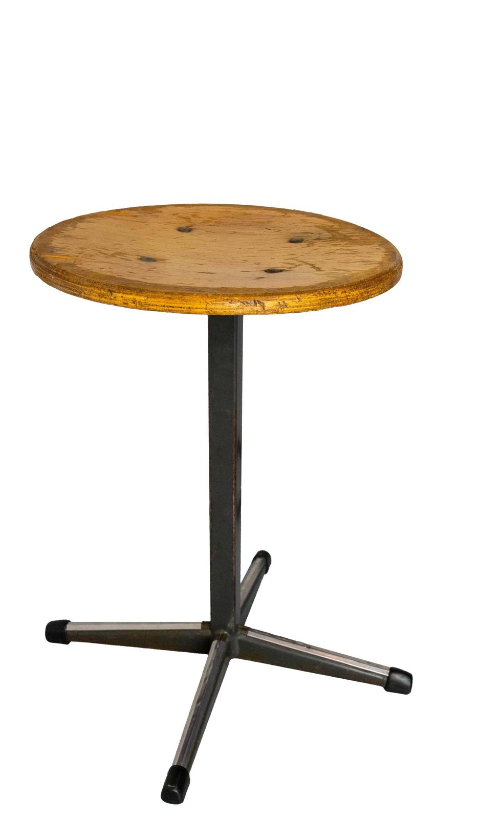 712.0 Nertherlands Pair Of Scholar Stools From Amsterdam Beech And Metal, Circa 1950 photo