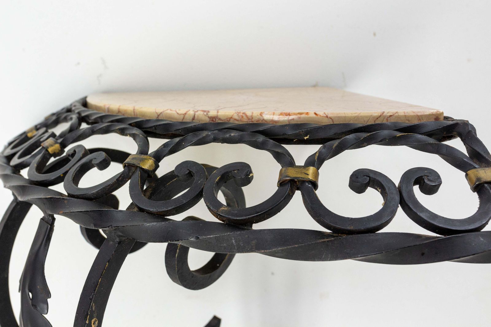 Pair Of Art Deco Small Corner Console Tables French Brackets Wall Mounted photo buy