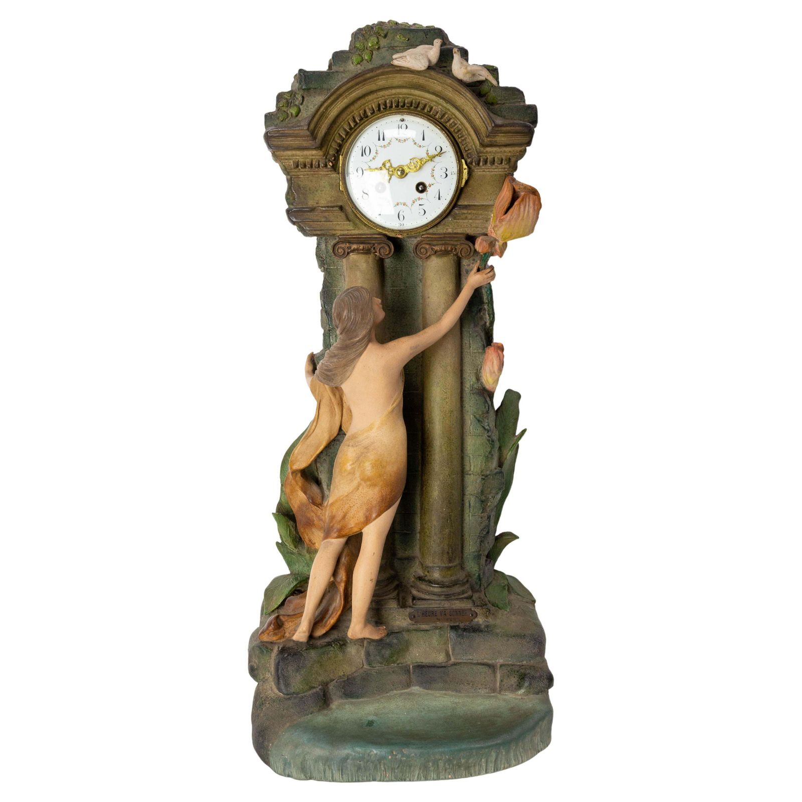 Antique French Bronze And Marble Mantel Set Clock Cherub Putti Napoleon III