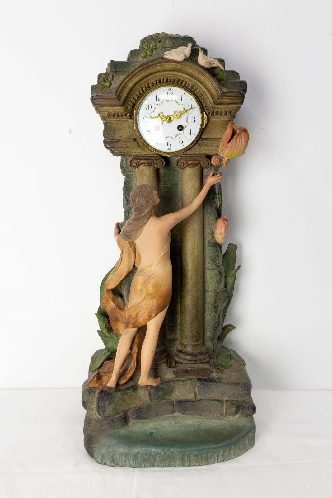 Antique French Bronze And Marble Mantel Set Clock Cherub Putti Napoleon III photo furniture