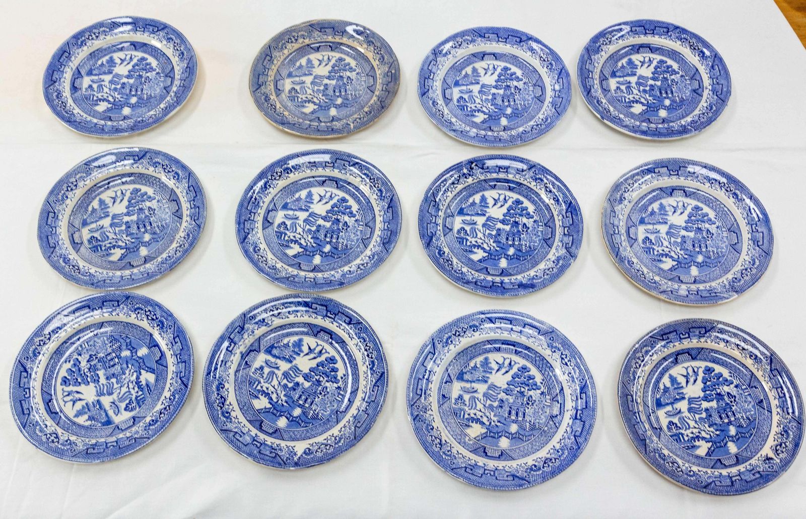 Set Of Twelve Faience Plates Chinese Style, Staffordshire, 19th Century England photo buy