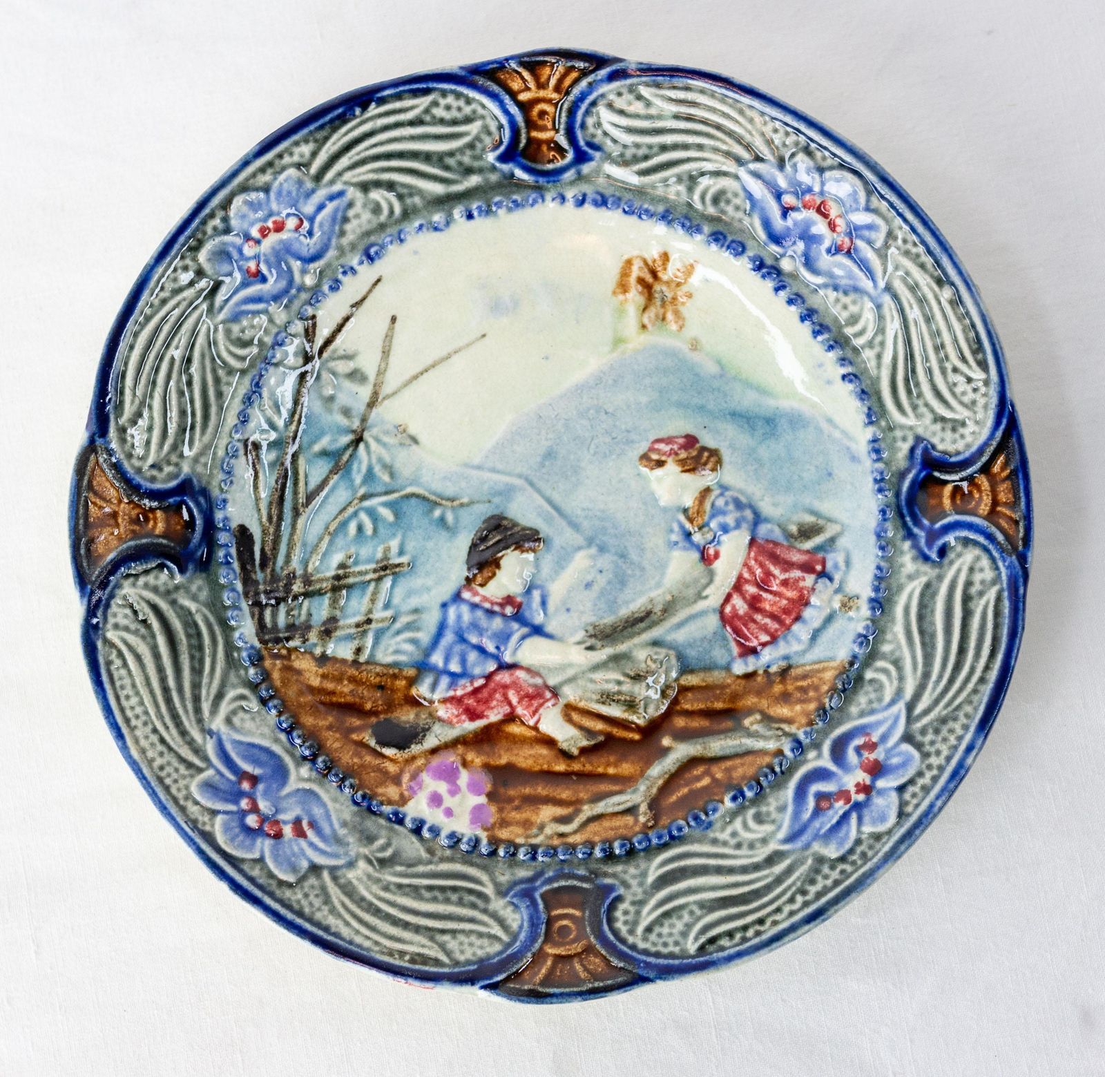 Plate With Faience Plate With Children Playing Swing Walmuel, Belgium, 19th C photo furniture