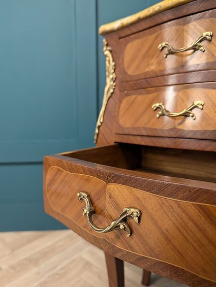 Pair Of Antique Bombé Louis XV Style Marble Top Bedside Cabinets photo 1025.0