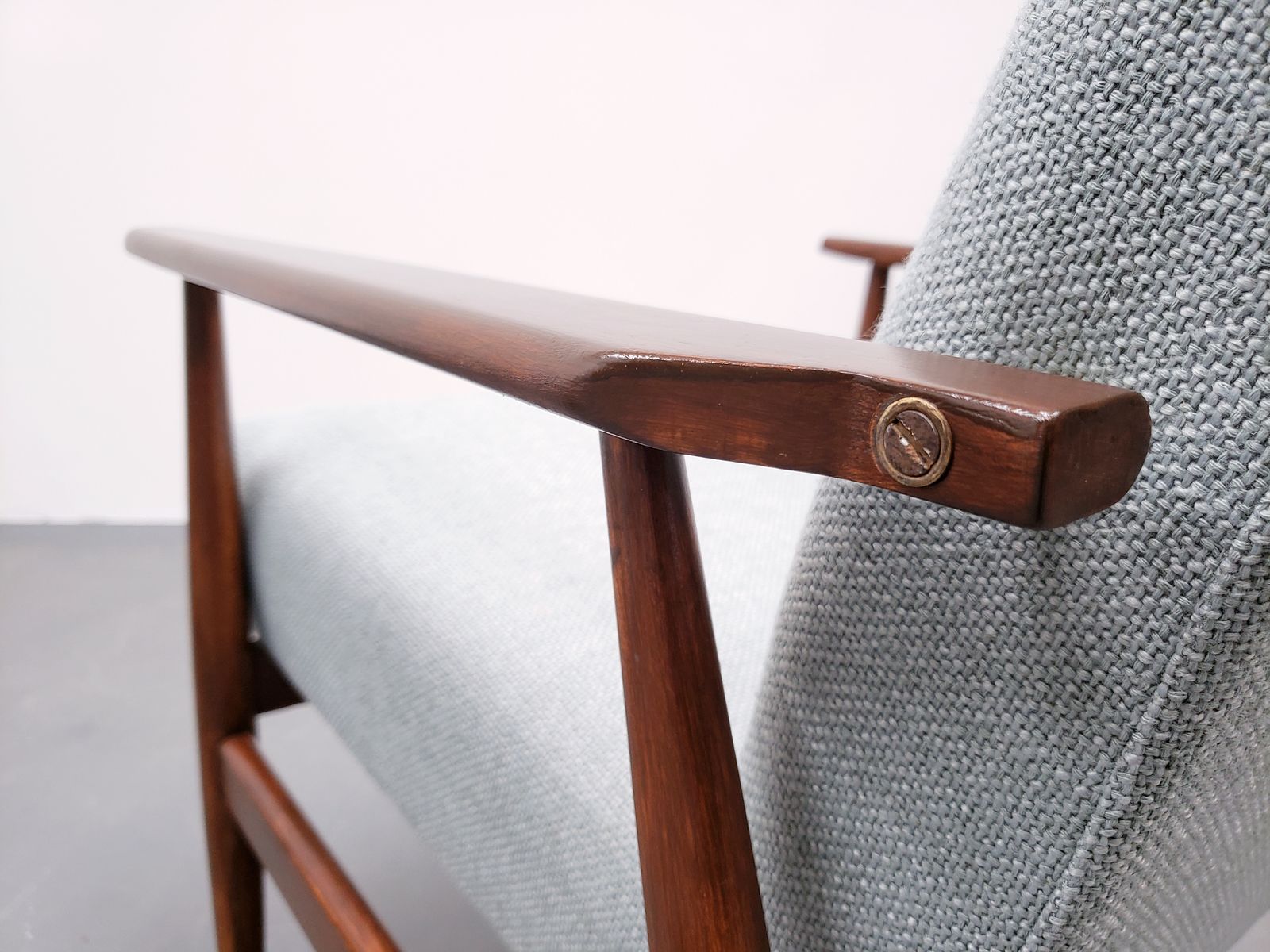 1960 Henryk Lis Mid Century Armchair In Dusty Blue photo for sale
