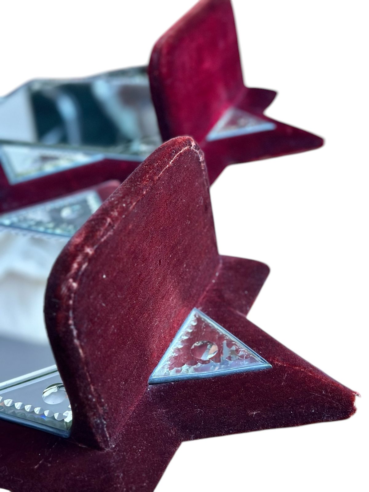 Late Victorian Pair Of Sorcerers Mirrors On Red Velvet Frame photo 1400.0