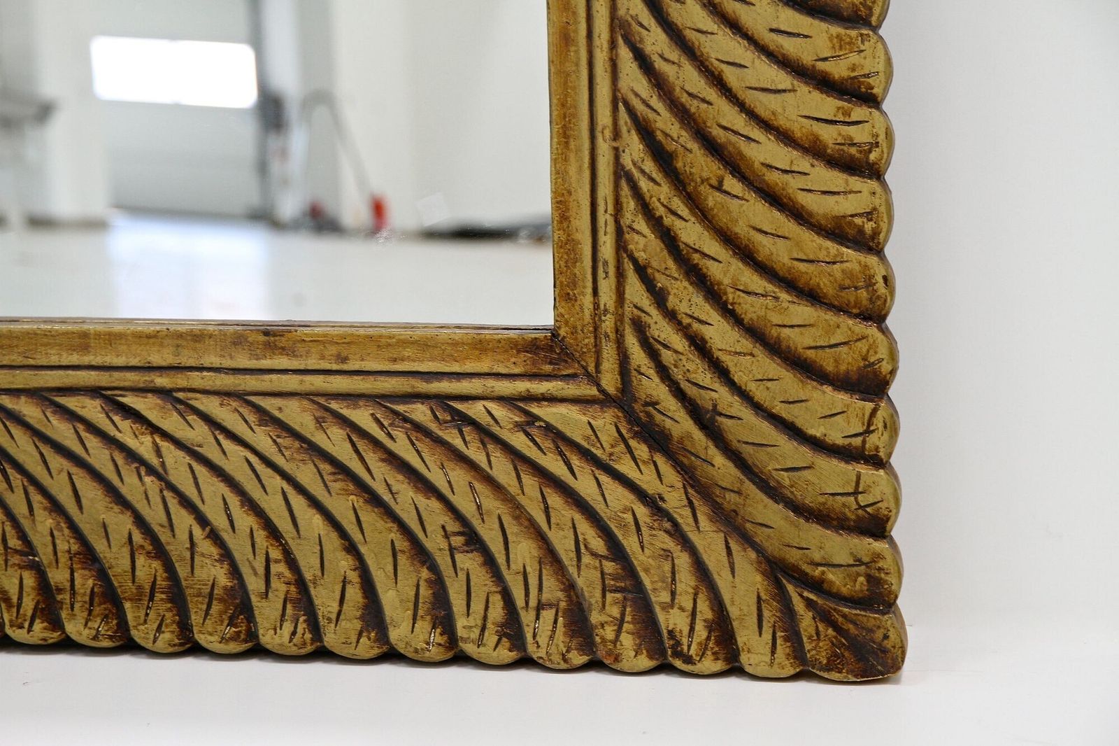 Monumental Gilt Mid Century Wall Mirror, Handcarved, Italy Circa 1940/50 photo buy
