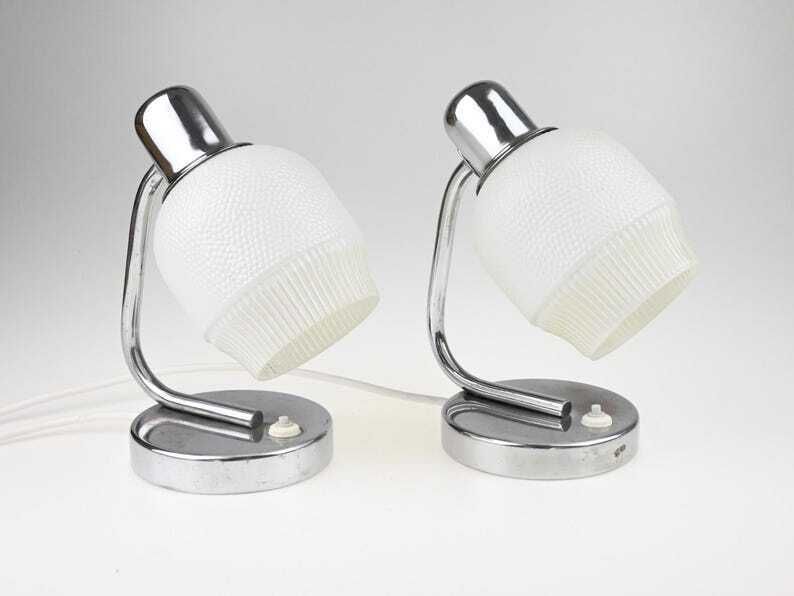 Mid Century Pair Lamps, Pair Of Lamps, Table Lamp, Desk Lamp, Bedside Lamp, Mid Century Lamp, Chrome Lamp, Table Light, Mid Century Lighting photo for sale