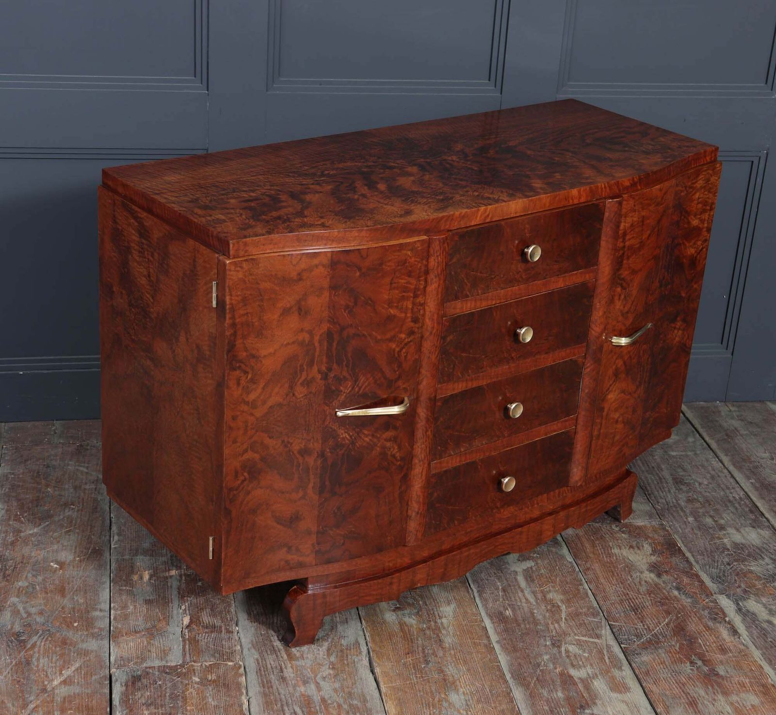 Furniture French Art Deco Small Sideboard In Walnut photo