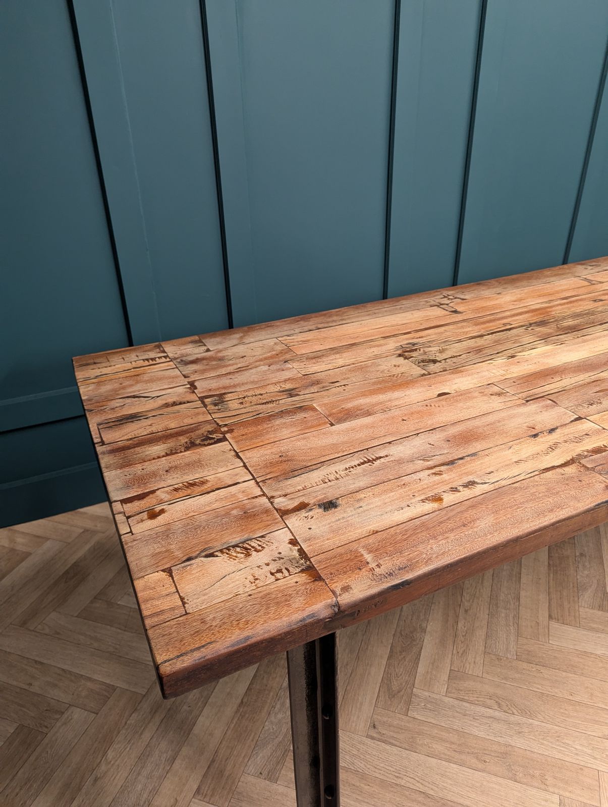 Industrial 'West Elm' Dining Table Made Of Solid Saal Wood photo 595.0