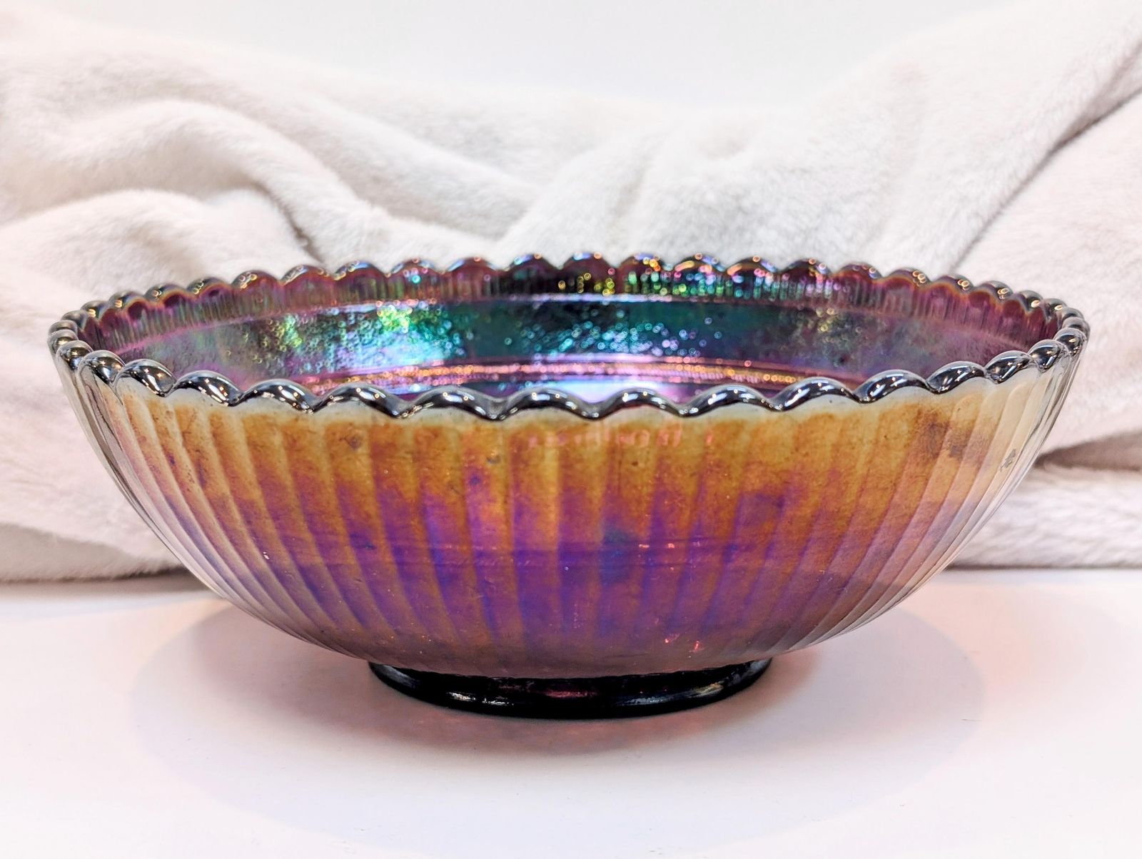 Antique Rare Colour Imperial Windmill Amethyst Carnival Glass Bowl   Design Circa 1915 photo Home Decor