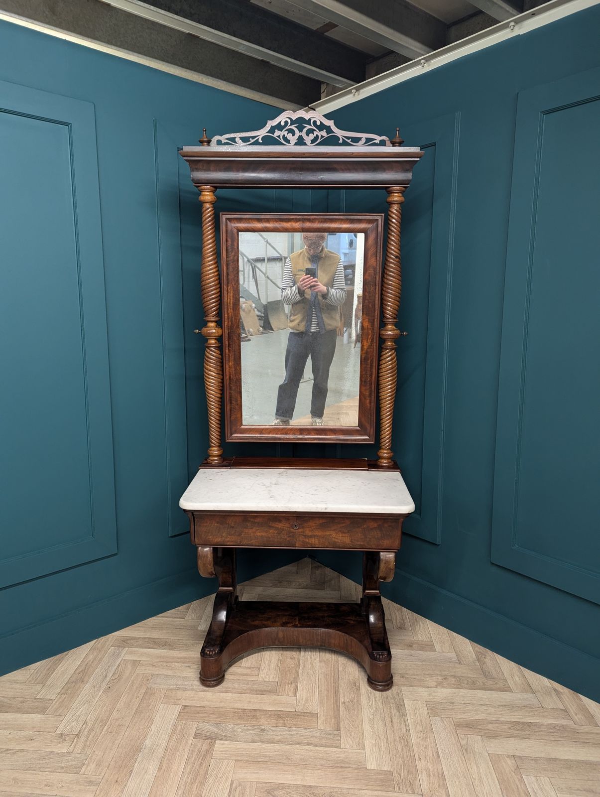 Mahogany Compact Dressing Table With Marble Top photo Furniture