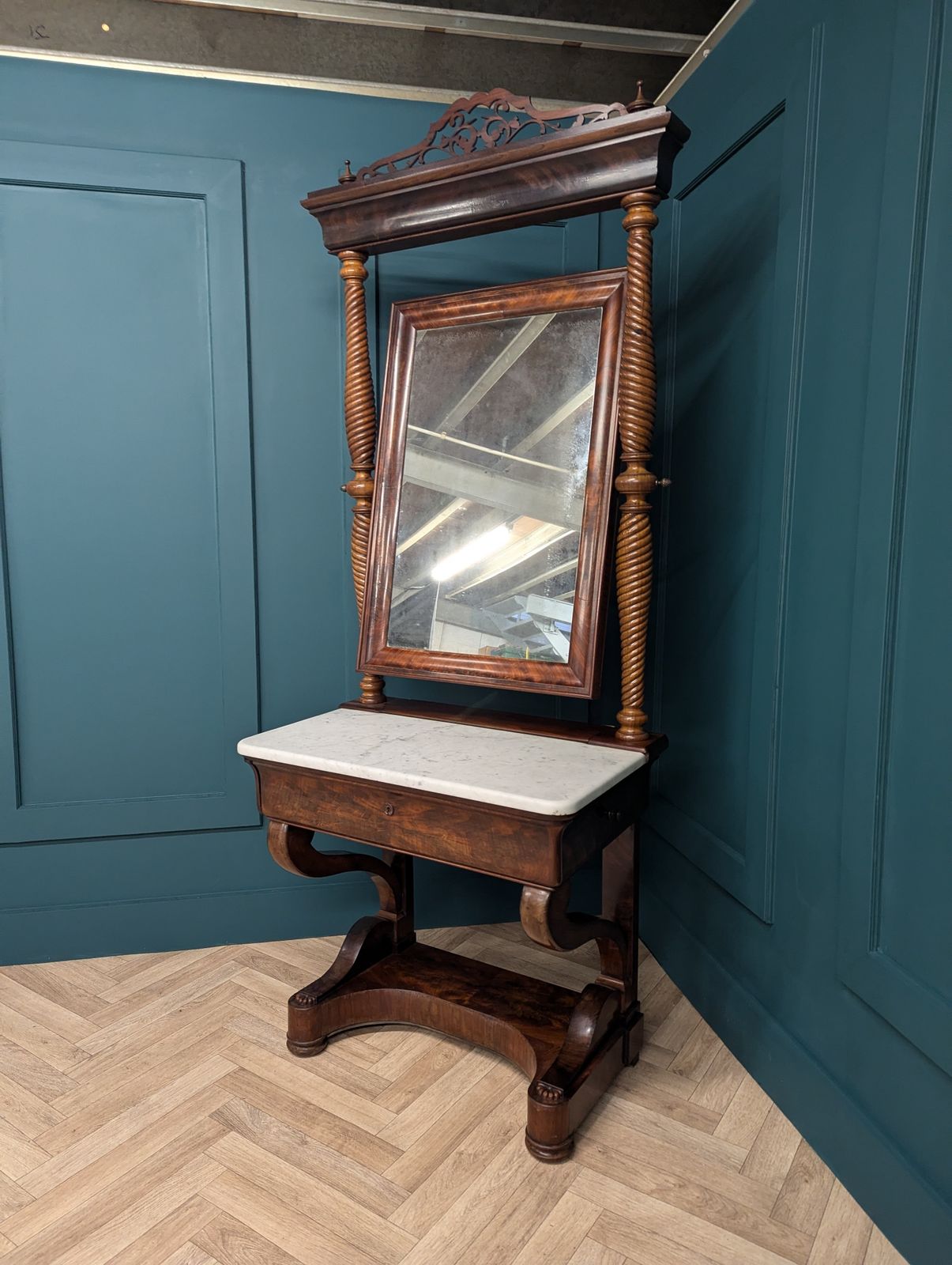 photo for sale Mahogany Compact Dressing Table With Marble Top