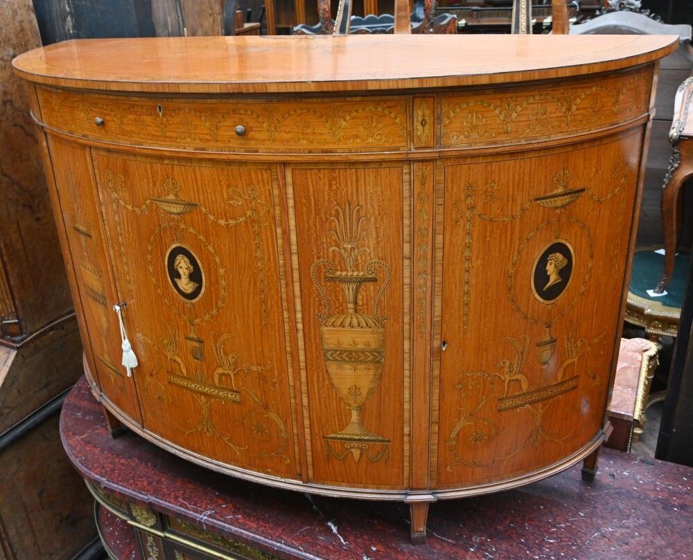 Regency Demi Lune Cabinet Classical Adams Satinwood photo Furniture