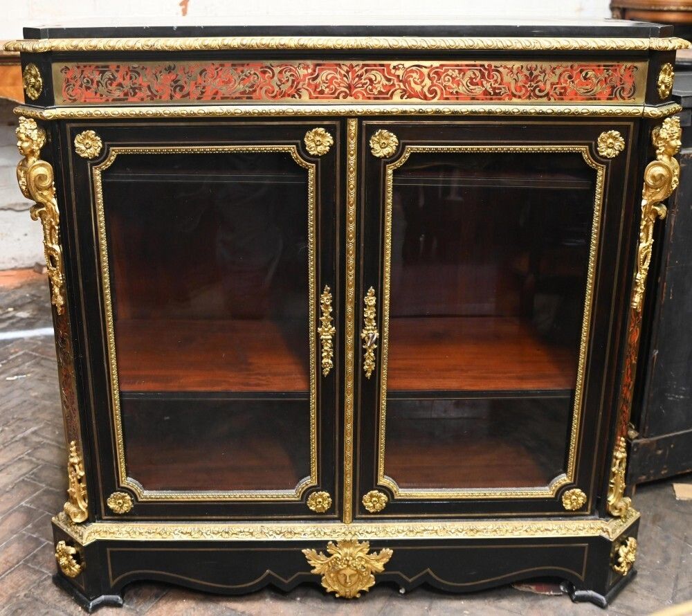Antique Boulle Cabinet Vitrine Napoleon III 1860