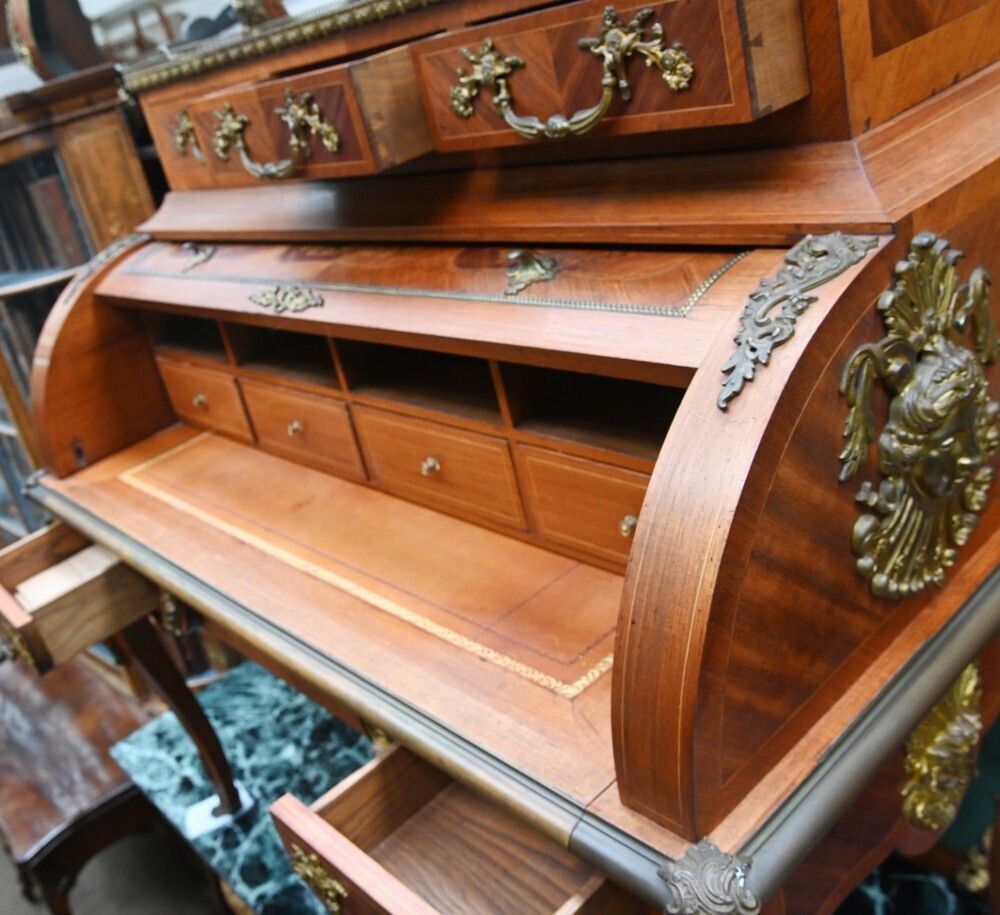 6850.0 French Empire Roll Top Desk Bureau De Roi 1860 photo