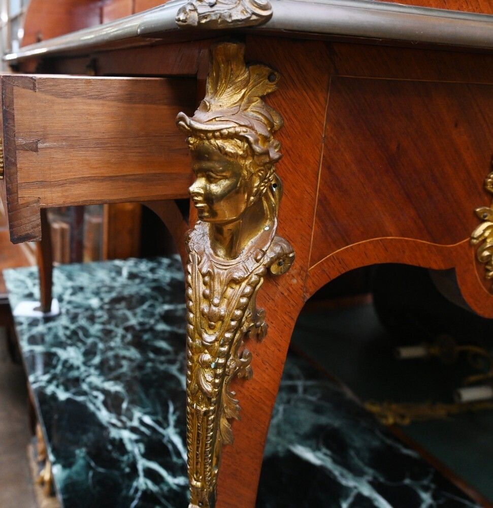 photo vintage French Empire Roll Top Desk Bureau De Roi 1860
