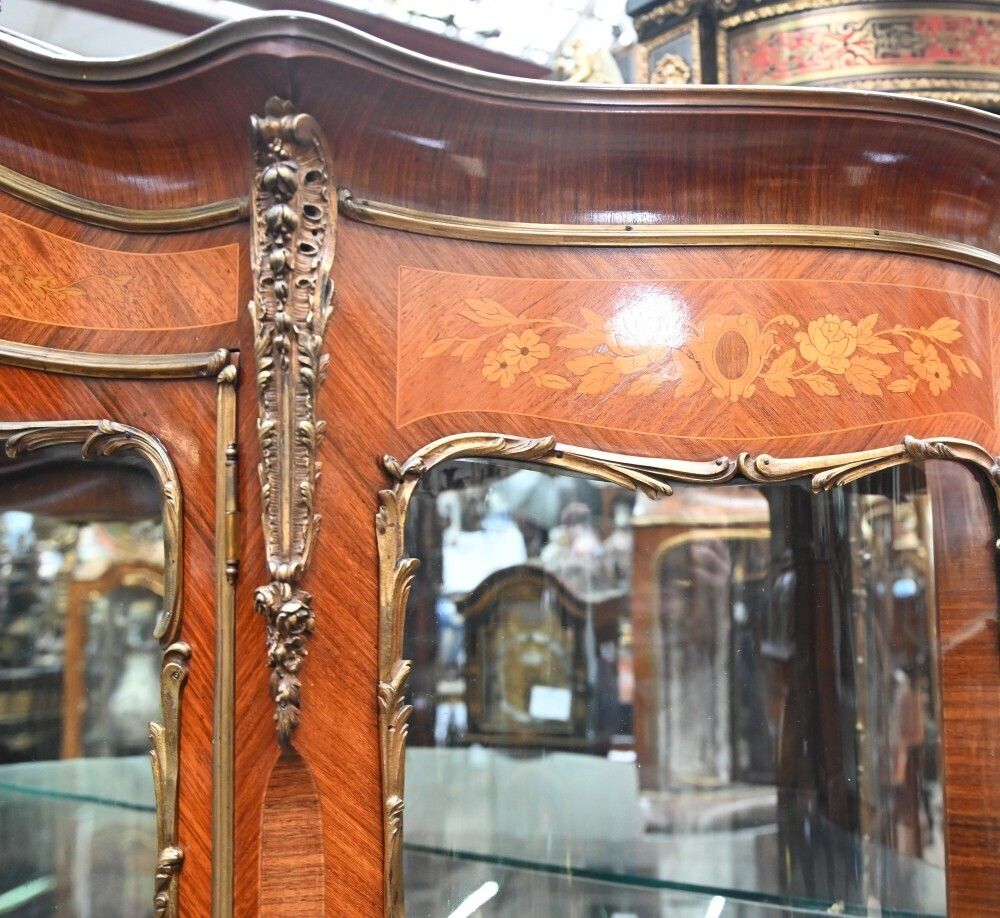 Antique French Vitrine Display Cabinet Inlay 1860 photo buy