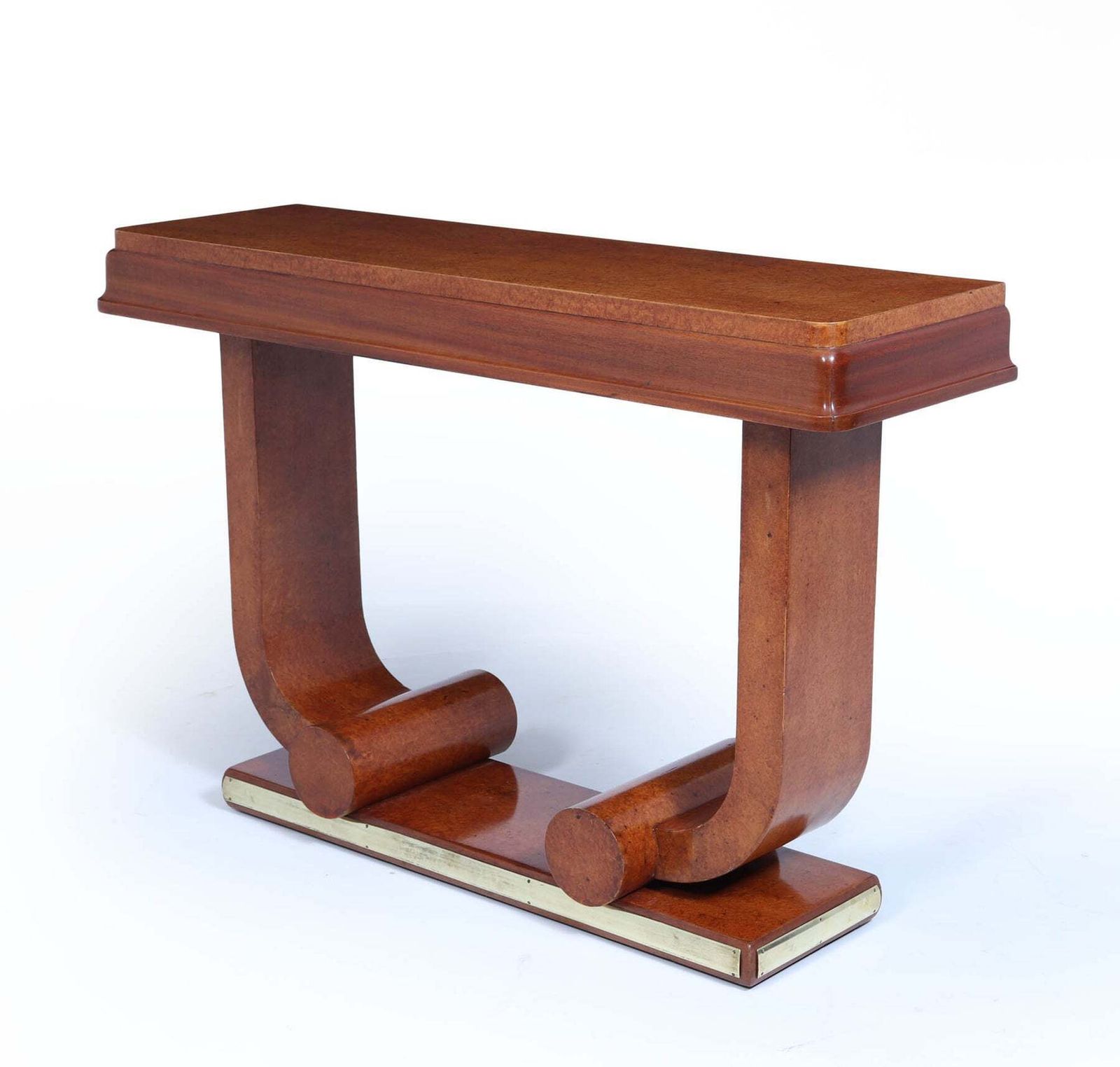 Pair Of French Art Deco Console Tables In Amboyna C1925 photo for sale