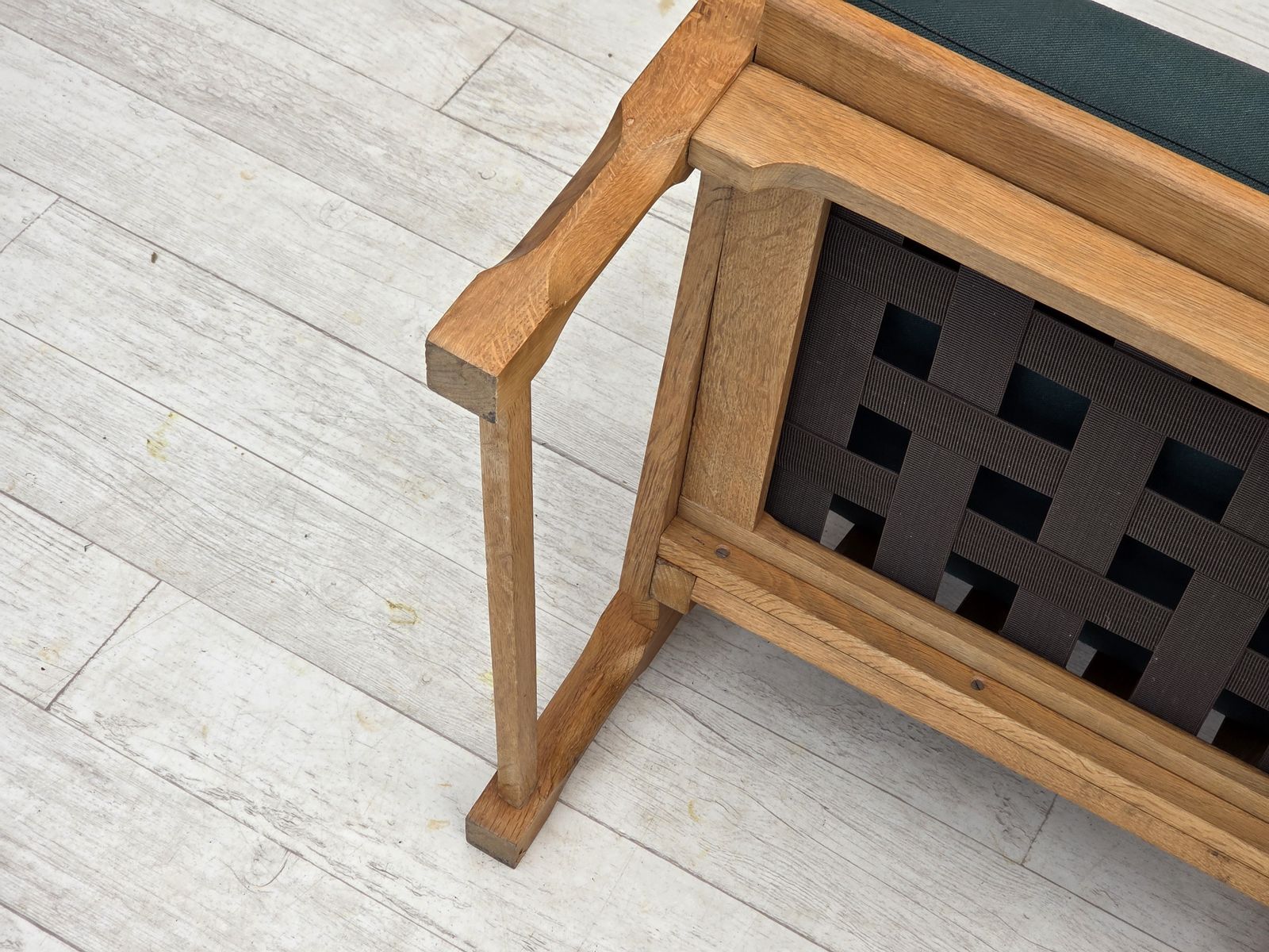 1970s, Scandinavian Lounge Chair, Green Furniture Wool, Solid Oak Wood. photo buy