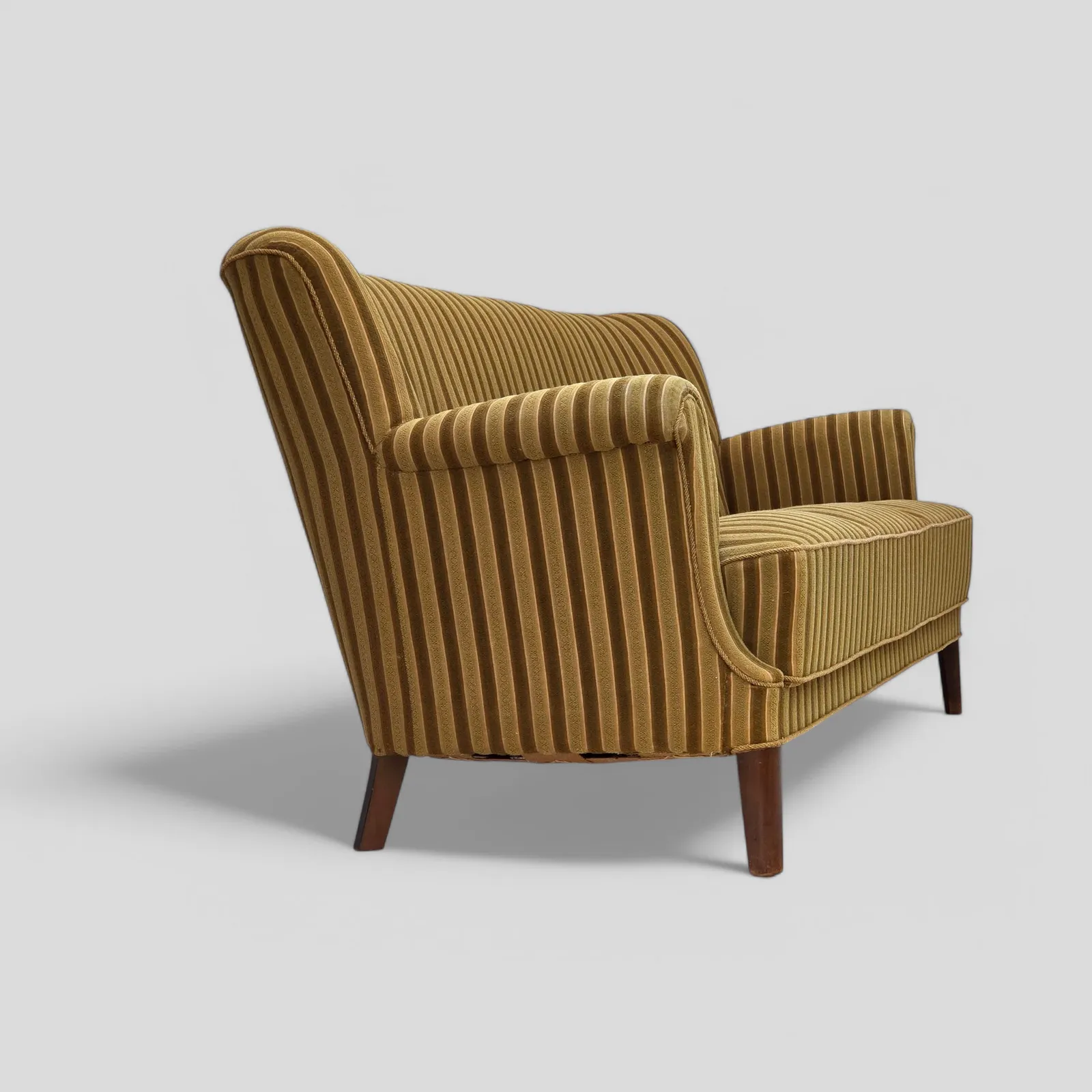 1960s, 3 Seater Danish Sofa, Green Furniture Wool, Original Condition.