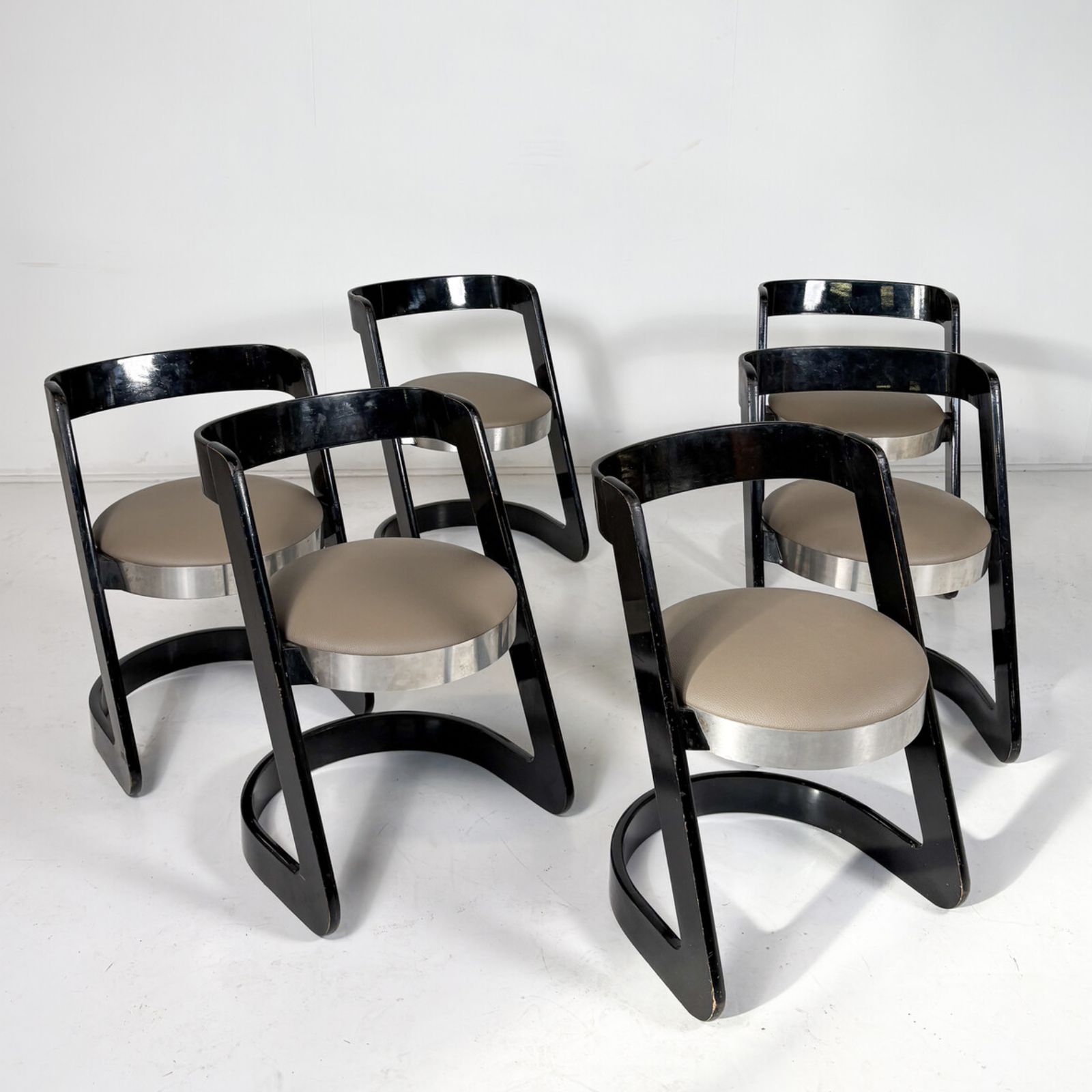 Mid Century Modern Set Of 6 Willy Rizzo Chairs For Mario Sabot, Italy, 1970s photo furniture
