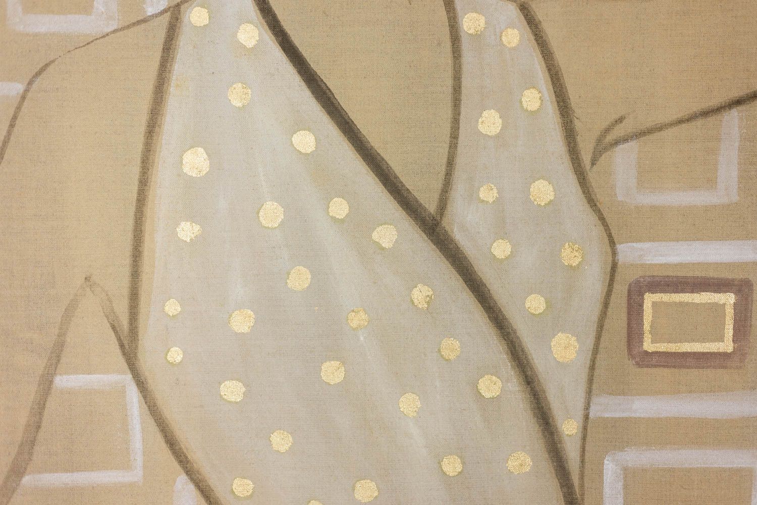 Painted Canvas Representing An Elegant Woman From The 1950s. Contemporary. photo Art